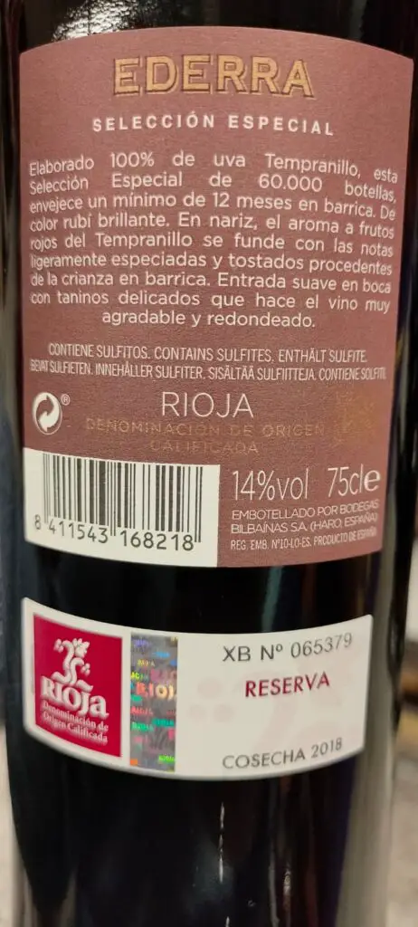 vino ederra DO La Rioja